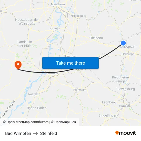 Bad Wimpfen to Steinfeld map