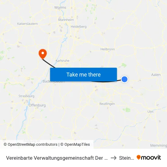 Vereinbarte Verwaltungsgemeinschaft Der Stadt Schorndorf to Steinfeld map