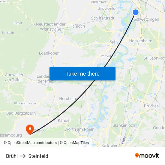 Brühl to Steinfeld map