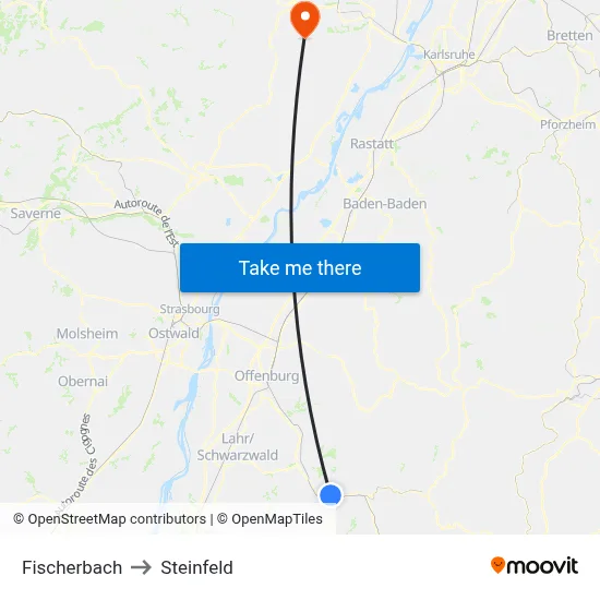 Fischerbach to Steinfeld map