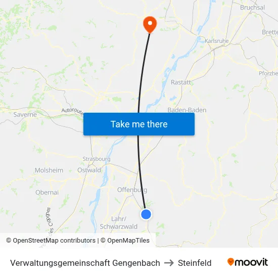 Verwaltungsgemeinschaft Gengenbach to Steinfeld map