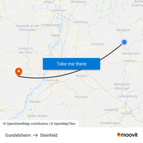 Gundelsheim to Steinfeld map