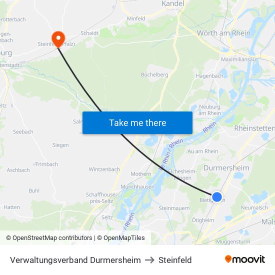 Verwaltungsverband Durmersheim to Steinfeld map