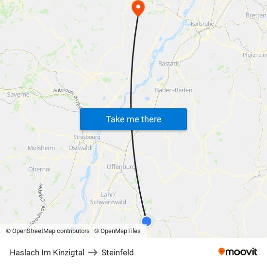 Haslach Im Kinzigtal to Steinfeld map