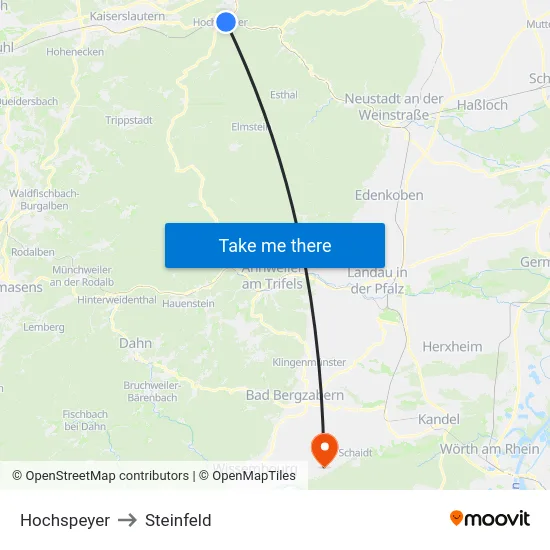 Hochspeyer to Steinfeld map
