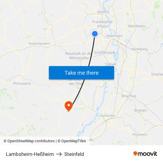 Lambsheim-Heßheim to Steinfeld map