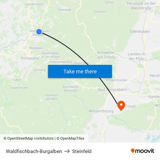 Waldfischbach-Burgalben to Steinfeld map