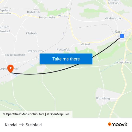Kandel to Steinfeld map