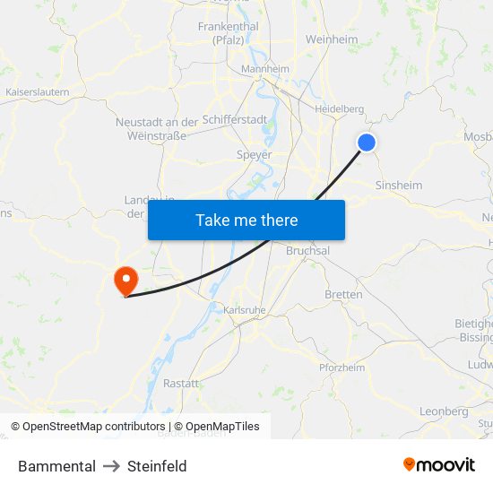 Bammental to Steinfeld map