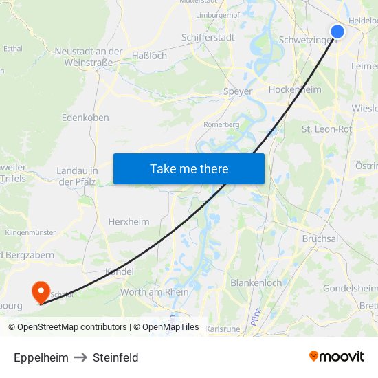 Eppelheim to Steinfeld map