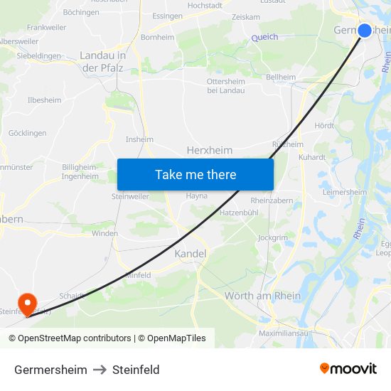 Germersheim to Steinfeld map