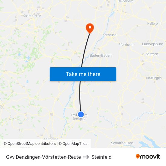 Gvv Denzlingen-Vörstetten-Reute to Steinfeld map