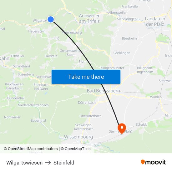 Wilgartswiesen to Steinfeld map