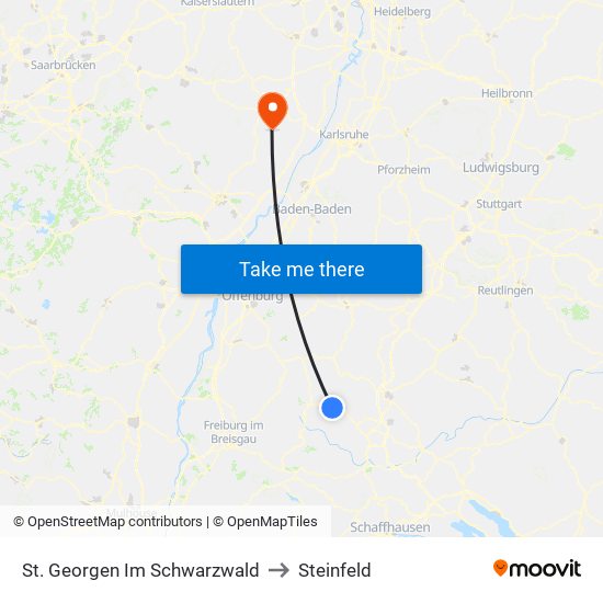 St. Georgen Im Schwarzwald to Steinfeld map