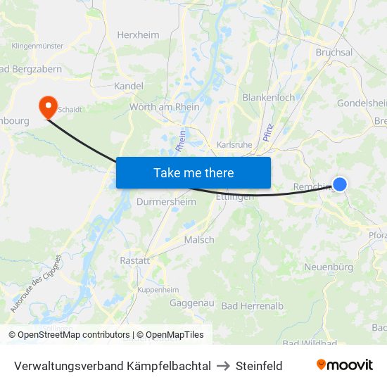 Verwaltungsverband Kämpfelbachtal to Steinfeld map