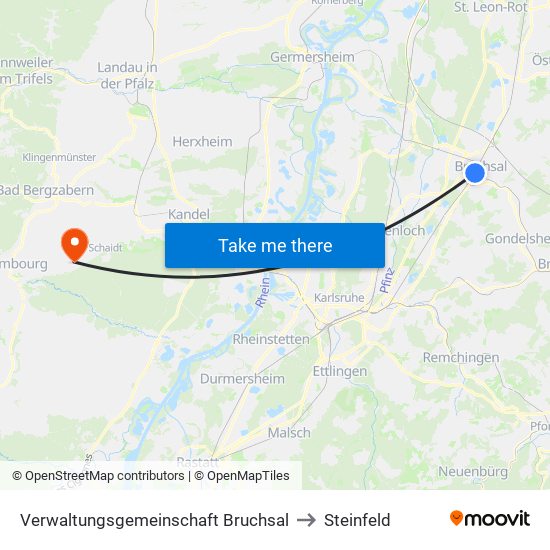 Verwaltungsgemeinschaft Bruchsal to Steinfeld map
