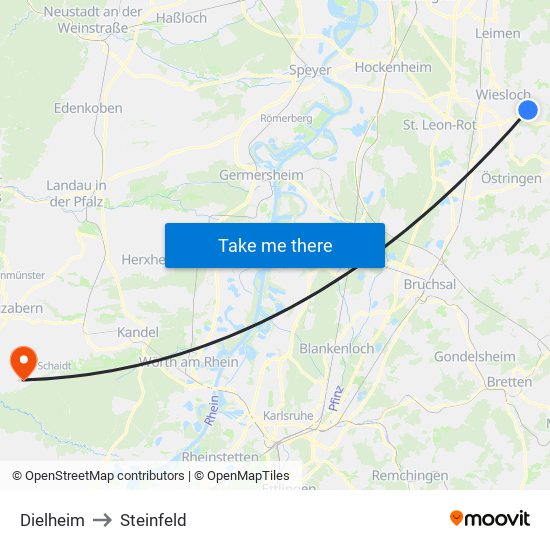 Dielheim to Steinfeld map