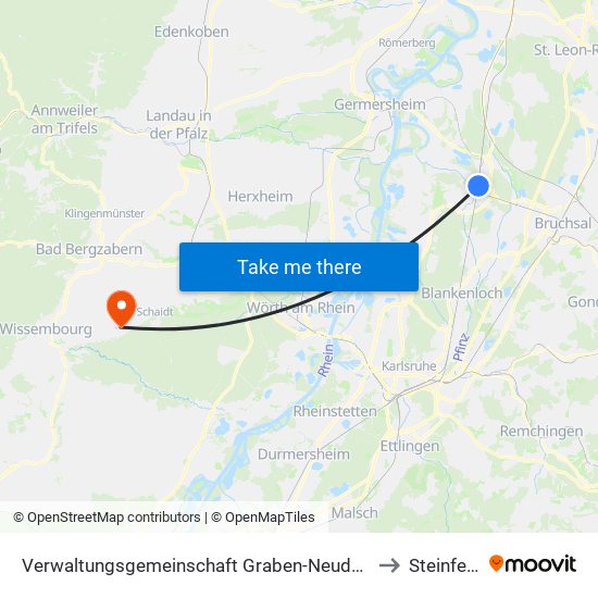 Verwaltungsgemeinschaft Graben-Neudorf to Steinfeld map