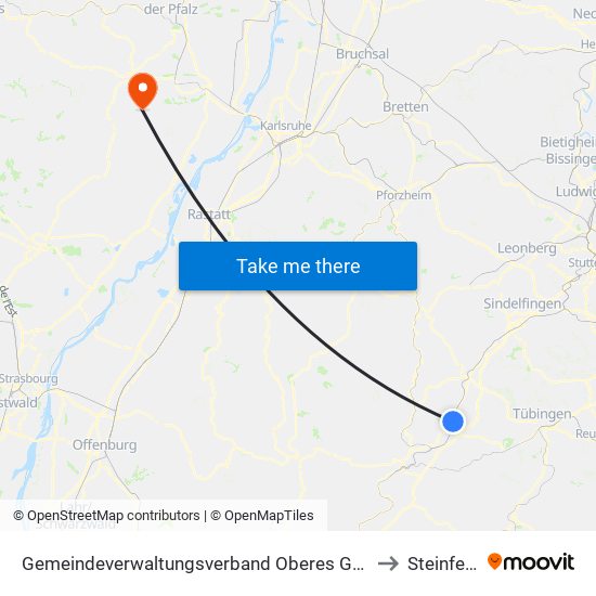 Gemeindeverwaltungsverband Oberes Gäu to Steinfeld map