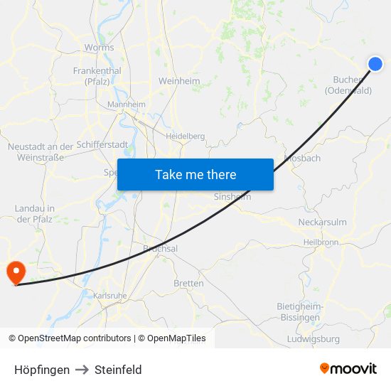 Höpfingen to Steinfeld map