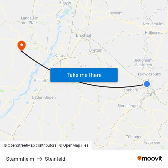 Stammheim to Steinfeld map