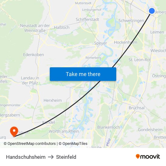 Handschuhsheim to Steinfeld map