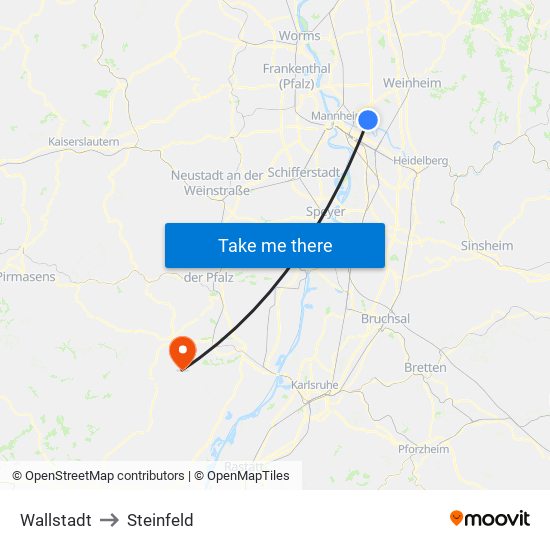 Wallstadt to Steinfeld map