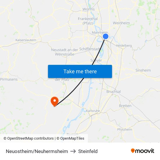 Neuostheim/Neuhermsheim to Steinfeld map