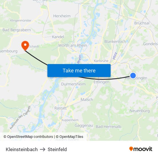 Kleinsteinbach to Steinfeld map