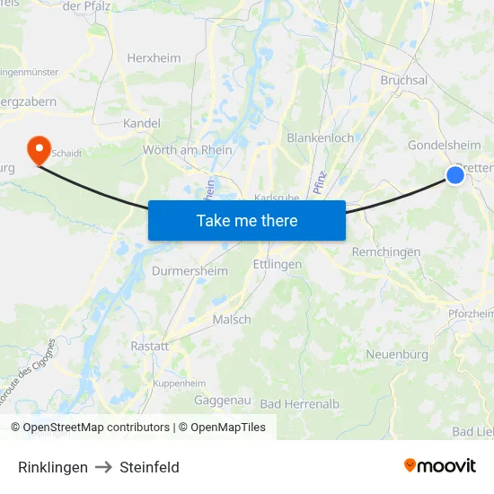 Rinklingen to Steinfeld map