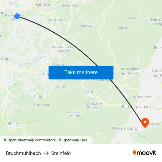 Bruchmühlbach to Steinfeld map