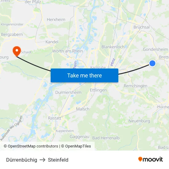 Dürrenbüchig to Steinfeld map