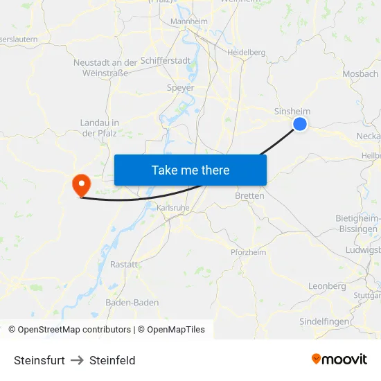 Steinsfurt to Steinfeld map