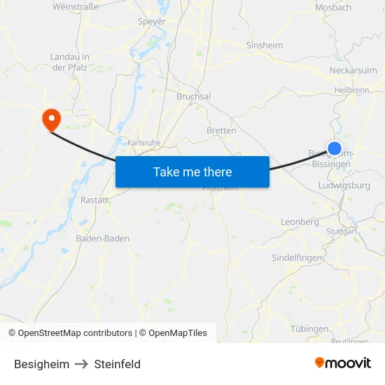 Besigheim to Steinfeld map