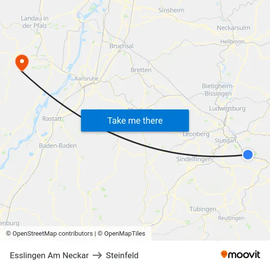 Esslingen Am Neckar to Steinfeld map