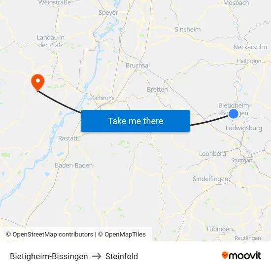 Bietigheim-Bissingen to Steinfeld map