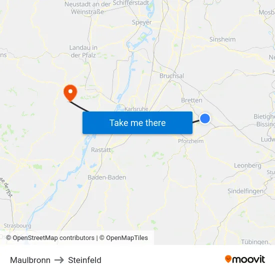 Maulbronn to Steinfeld map
