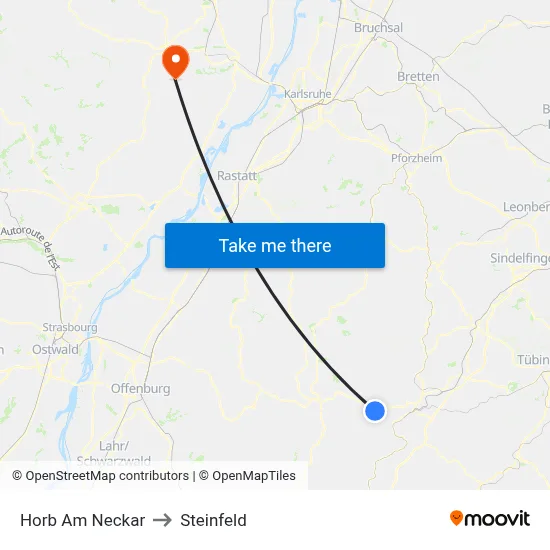 Horb Am Neckar to Steinfeld map