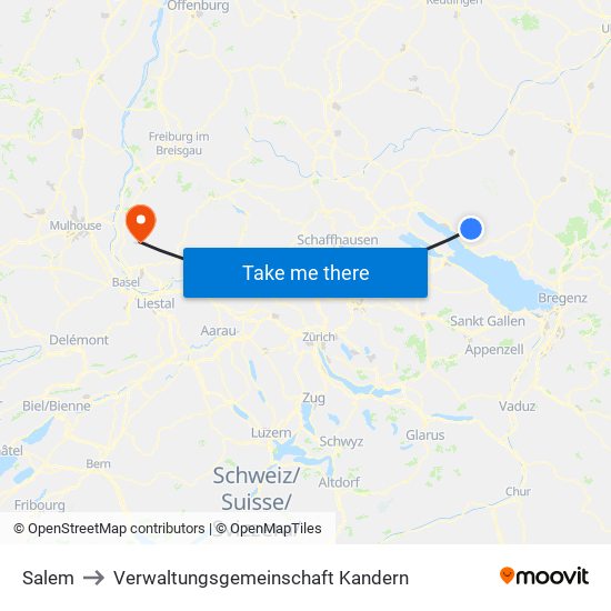 Salem to Verwaltungsgemeinschaft Kandern map