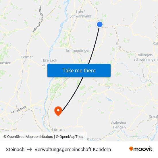 Steinach to Verwaltungsgemeinschaft Kandern map