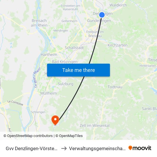 Gvv Denzlingen-Vörstetten-Reute to Verwaltungsgemeinschaft Kandern map