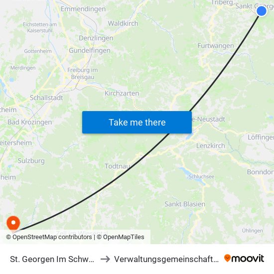St. Georgen Im Schwarzwald to Verwaltungsgemeinschaft Kandern map