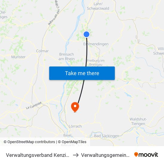 Verwaltungsverband Kenzingen-Herbolzheim to Verwaltungsgemeinschaft Kandern map