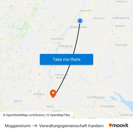 Muggensturm to Verwaltungsgemeinschaft Kandern map