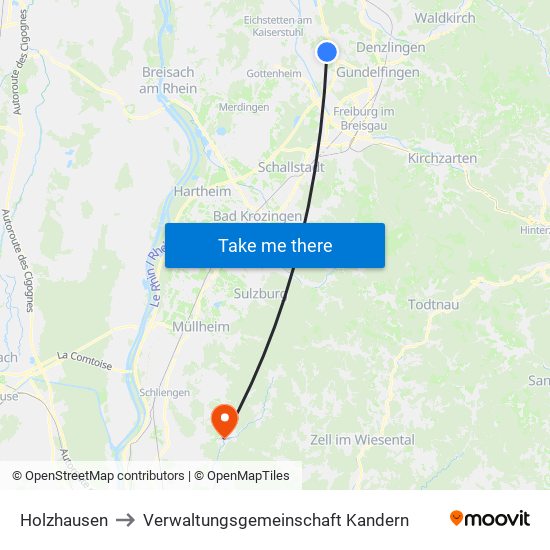 Holzhausen to Verwaltungsgemeinschaft Kandern map
