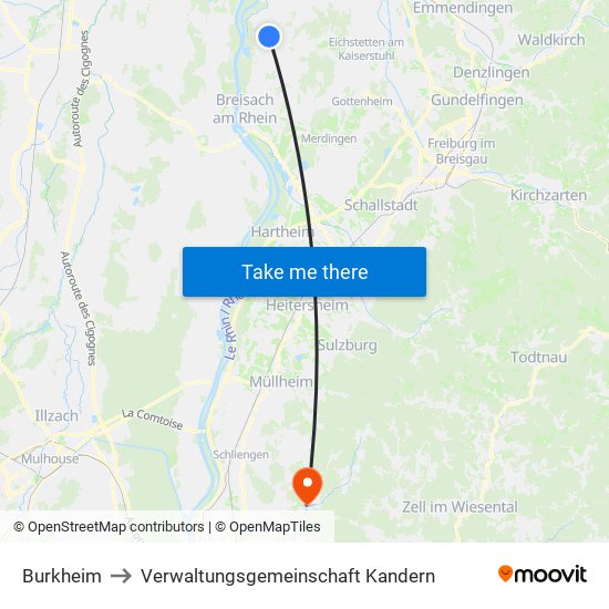 Burkheim to Verwaltungsgemeinschaft Kandern map