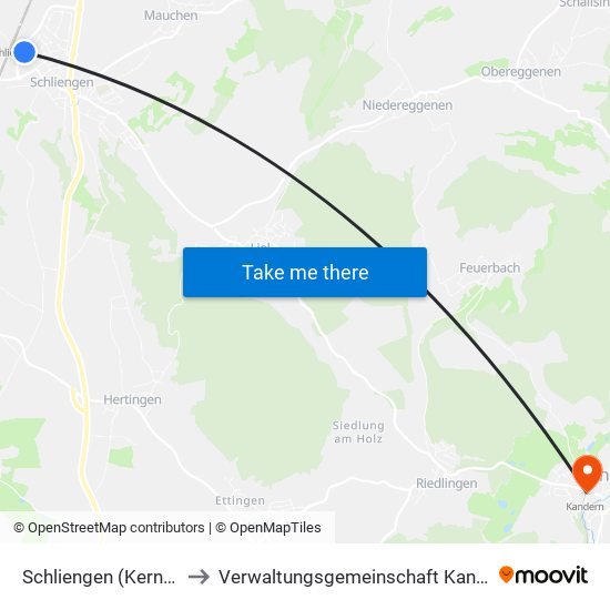 Schliengen (Kernort) to Verwaltungsgemeinschaft Kandern map