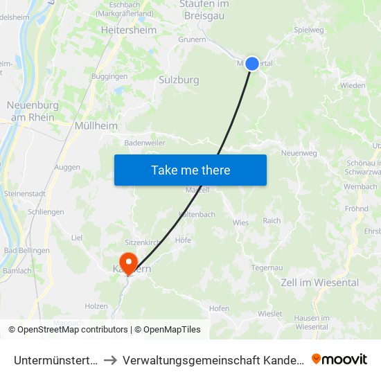 Untermünstertal to Verwaltungsgemeinschaft Kandern map