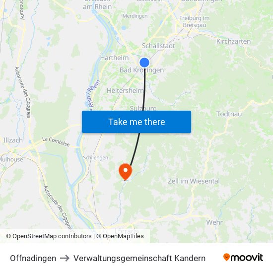 Offnadingen to Verwaltungsgemeinschaft Kandern map