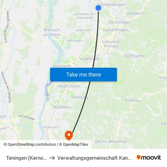 Teningen (Kernort) to Verwaltungsgemeinschaft Kandern map